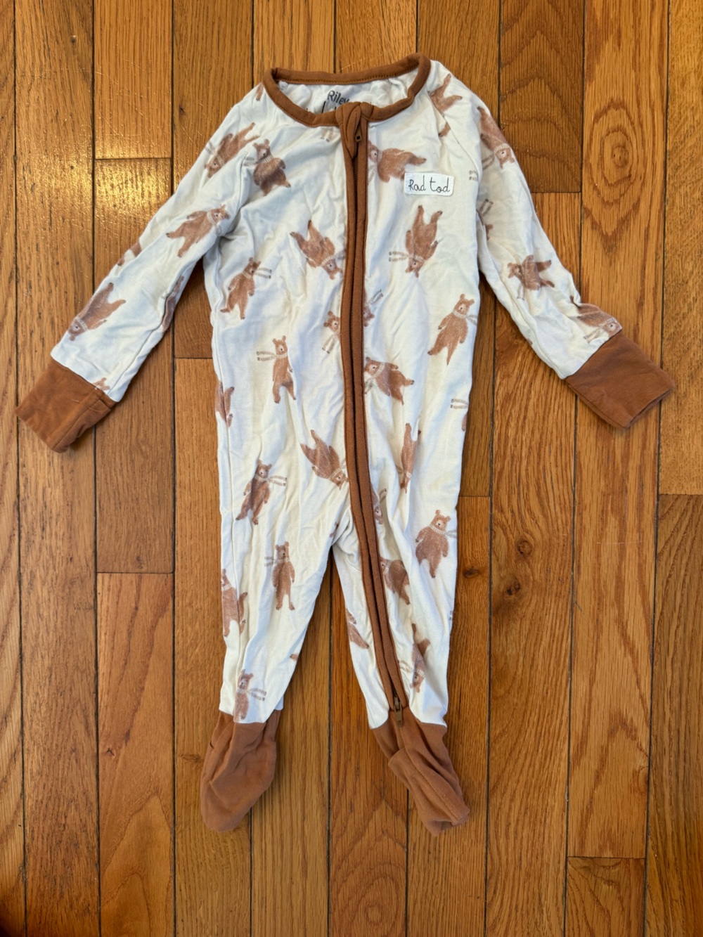 Rad Toddler Baby One-Piece Footed Pajamas with Brown Sloth Print